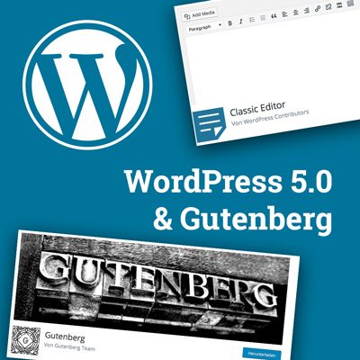Title image on the subject of WordPress 5.0 and Gutenberg