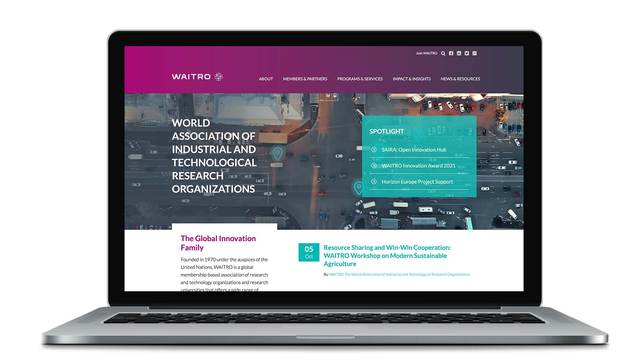 WAITRO — Website für einen weltweiten Verband industrieller Forschungsorganisationen.
